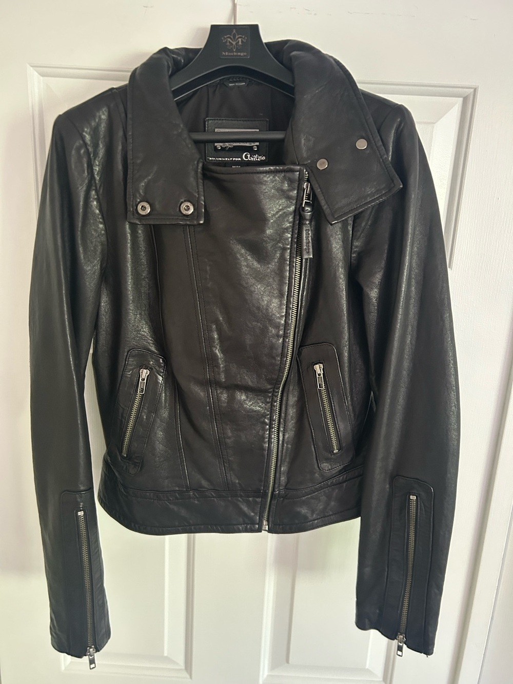 Mackage Black Leather Motorcycle Jacket